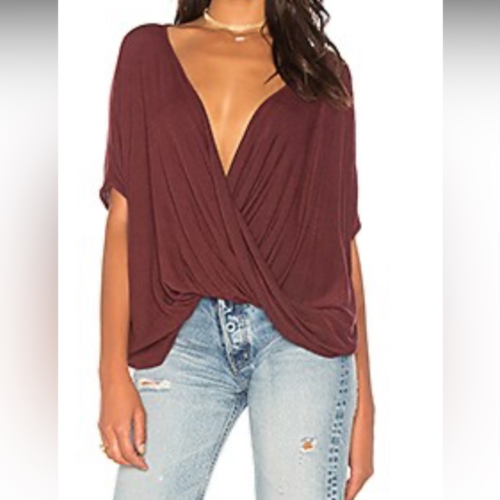 SEN Teagan Wrap Top in Bordeaux from revolve